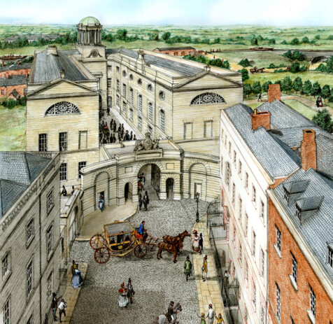 Top of Henrietta Street, from a drawing by artist Stephen Conlin